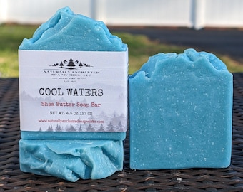 Men's Bath Soap, cool waters Scented Soap Bar, Natural Handmade Soap, Body Soap, Clean Scent soap,Masculine Soap, Soap for guys, Guy Gift