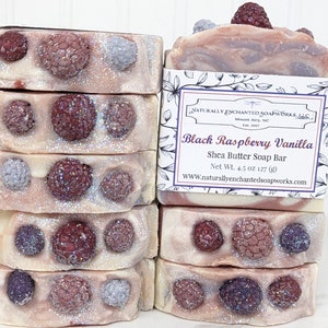 Soap Bundle 4 Black Raspberry Vanilla scented soap bars, soap gift, Cold Process soap, Handcrafted soap in bulk