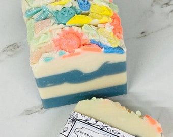 Decorative summer soap bar, soap gift, beach soap, poolside soap bar, handmade soap, Fun Soap, shimmer soap, glitter soap