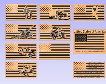 flag bundle 3 dxf file (for CNC or Laser Lightburn Software)cnc file laser file