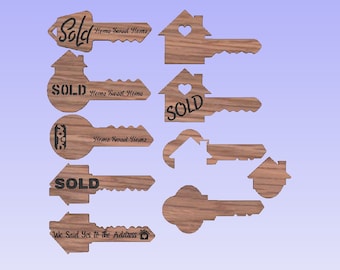 Realtor keys DXF Bundle (for CNC or Laser Lightburn Software)cnc file laser file