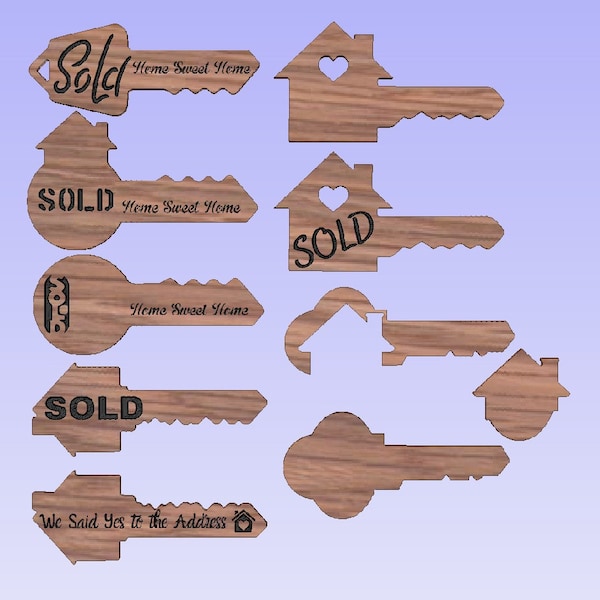 Realtor keys DXF Bundle (for CNC or Laser Lightburn Software)cnc file laser file