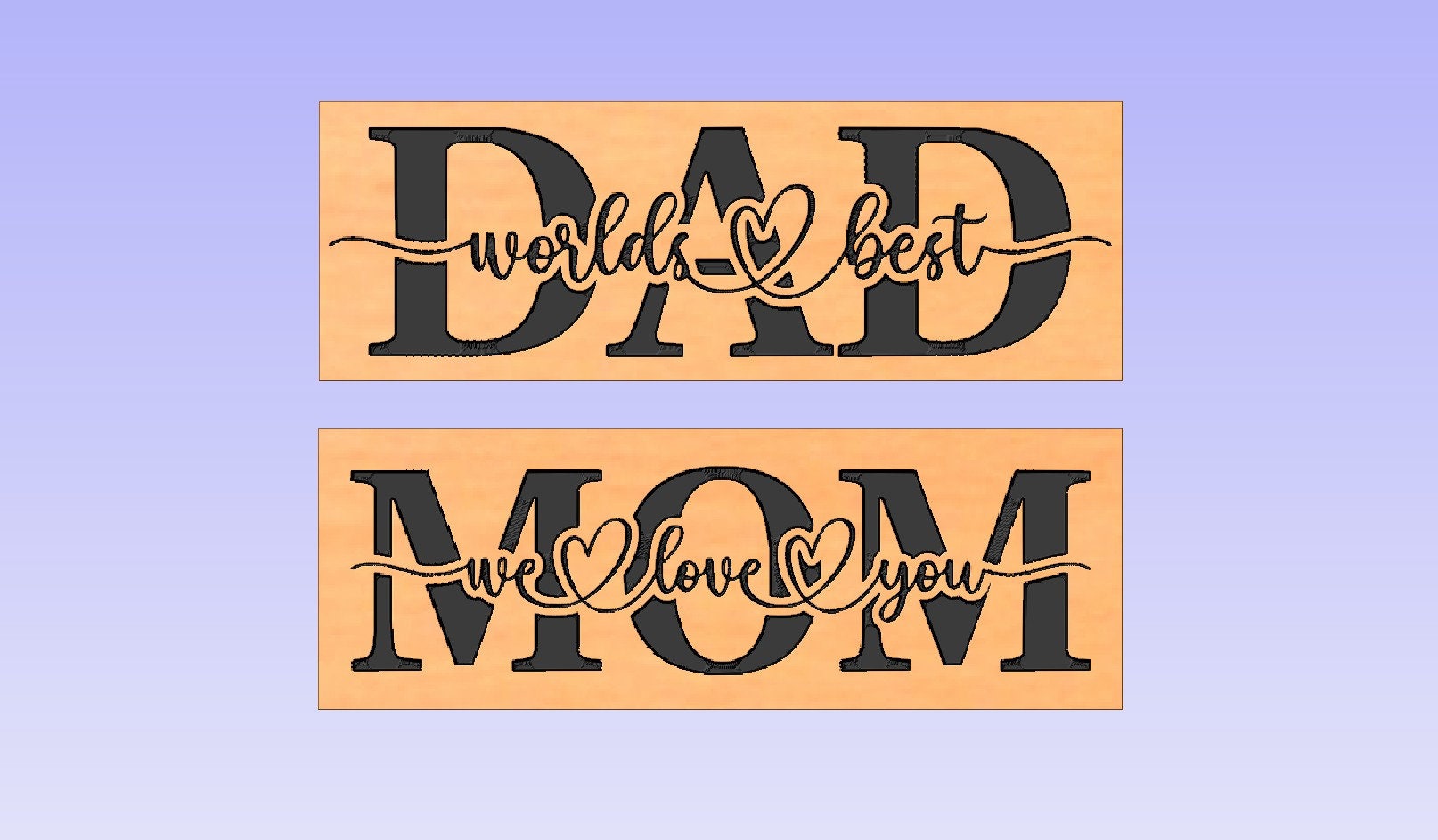 mom and dad signs dxf file (for CNC or Laser Lightburn Software)cnc file laser file