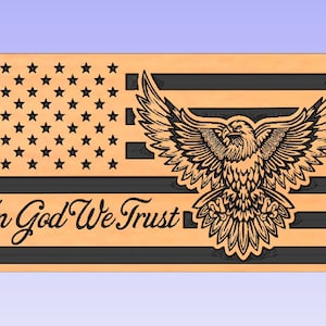 in god we trust flag (dxf only) cnc,  file