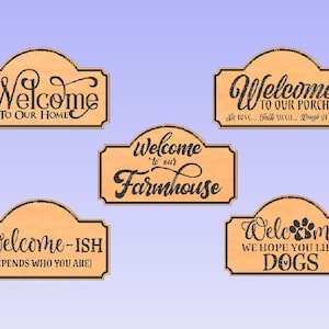 welcome sign bundle dxf file svg file  (for CNC or Laser Lightburn Software)cnc file laser file