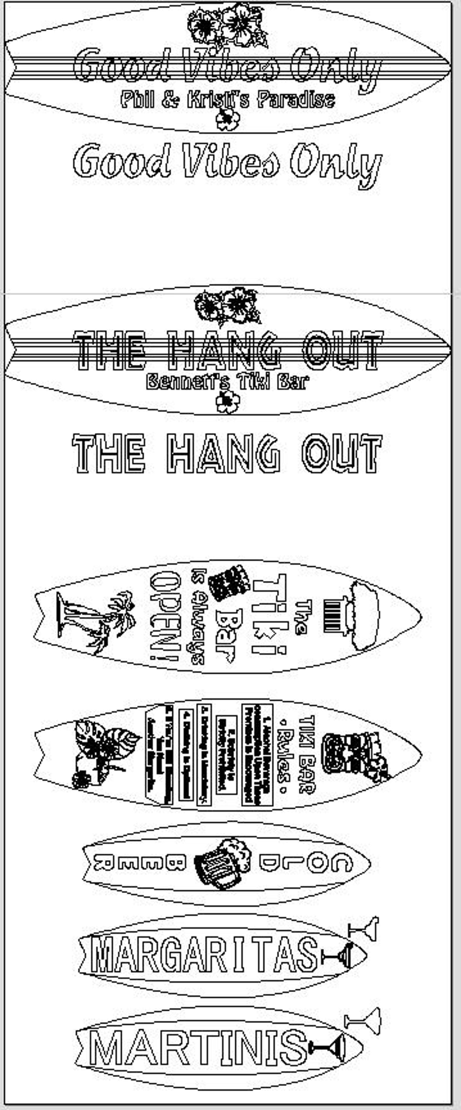Tiki Sign Bundle Dxf File Svg File (for CNC or Laser Lightburn Software ...
