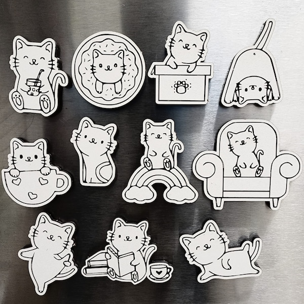 17 Piece Cat Magnet DXF Bundle (for CNC or Laser Lightburn Software)cnc file laser file