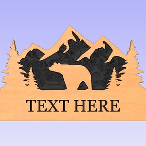 bear nature sign template (dxf only) cnc cut file