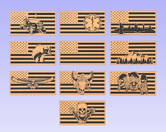 flag bundle 2 DXF file (for CNC or Laser Lightburn Software)cnc file laser file