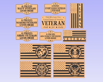 Veteranpaket dxf-fil (cnc svg-fil) (för CNC- eller Laser Lightburn-programvara) cnc-fil laserfil