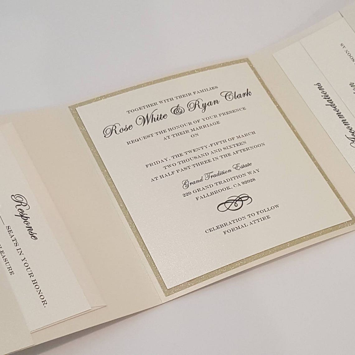 Trifold Wedding Invitation Suite with 3 inserts and
