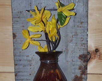 Reclaimed metal wall hanging