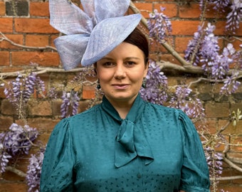 lavender bow hat , royal ascot , lilac saucer hat, bow fascinator , Kentucky Derby , racing event hat , ladies day purple sinamay millinery