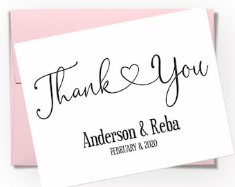 Personalized Wedding Thank You Cards: Monogram Calligraphy Stationery