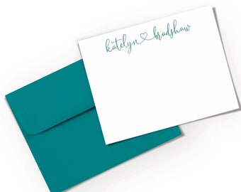 Personalized Stationery Note Card Set: Custom Name, Choice of Colors