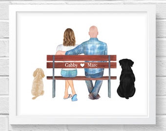 Personalized Gift for Couple, Custom Engagement Gift with Pets, Dog Mom, Dog Dad, Pet Parents , Housewarming Gift, Cat Mom