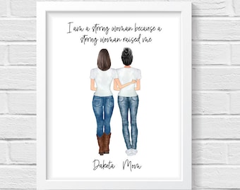 Personalized Mothers Day Gift, Custom Gift for Mom, UNFRAMED Mother and Daughter Print, Personalized Gift For Mom, From Daughter