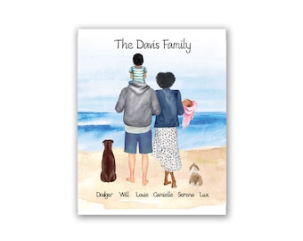 New Baby Gift, Personalized Family Print, UNFRAMED, Custom Family Gift with Pets, Father's Day, Mothers Day Gift Dog Mom of Boys Girls