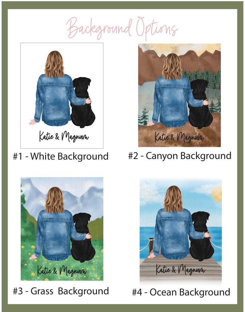 Personalized Print Girl with Dog, Best Friend Gift, Dog Mom Wall Art, Custom Pet Gift, Memorial Pet Gift, Cat Mom image 4