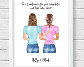 Best Friend Print, Personalized Print, BFF, Best Friend Gift, Birthday Gift for Her, Gift for Friend, Bestie Gift, Girlfriend Wall Art Quote