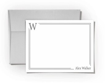 Personalized Stationery for Men, Custom Note Cards with Envelopes, Monogram Stationary Set for Him, Business Thank You, Corporate Gift