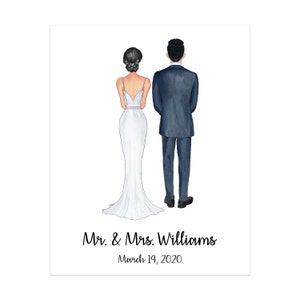 Personalized Bride and Groom Gift, Custom Portrait for New Couple, Wedding Gift, UNFRAMED Print for Wedding, Mr and Mrs Personalized Gift image 4