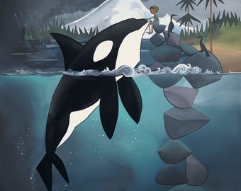 Big Fine Art Print - Orca Boy "Gentle Ghost" (Design 49)