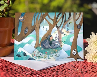 Blank card - Greeting card - Wolf and Child, Sprout (Design 63)