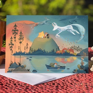 Blank card - Greeting card - Smoke foxes (Design 36)