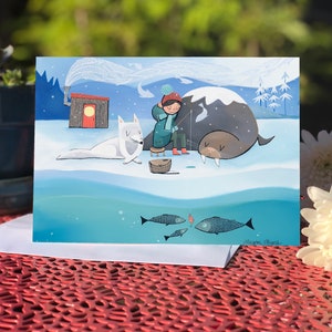 Blank card- Greeting card- Ice Fishing (Design 77)
