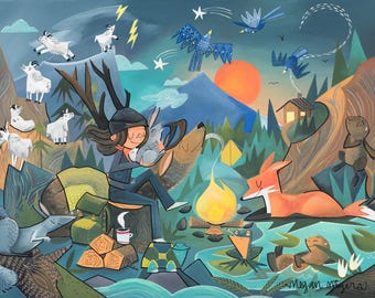 NEW! Fine Art Print - Girl Elk (Design 106)