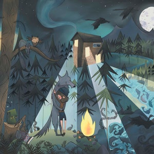 Fine Art Print - Wolf Hug &quot;Home&quot; (Design 50)