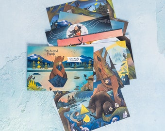 Illustrated Postcard Pack Vol 4- Ten cards - "Hello from Beautiful__(fill in the blank)__