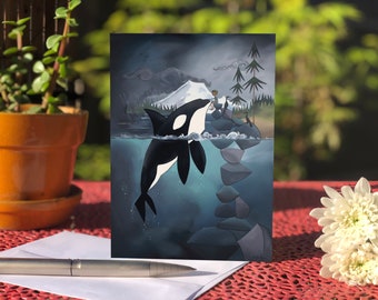 Blank card - Greeting card - Orca and Boy (Design 49)