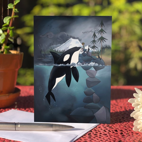 Blank card - Greeting card - Orca and Boy (Design 49)