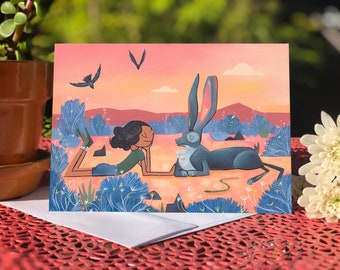 Blank card - Greeting card - Sunset Hare (Design 83)