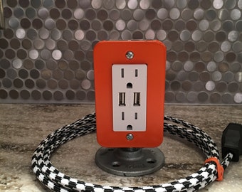 Orange USB power charging station