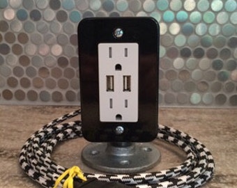 Black USB power charging station