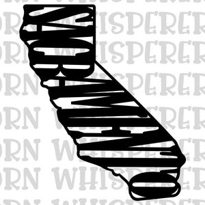 Contour de l'état de Californie à Sacramento, art des mots, fichier de coupe SVG Silhouette fichier d'impression Cricut en téléchargement numérique