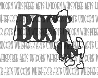 Contorno del estado de Boston, Massachusetts, en arte de palabras: SVG, Cricut, Silhouette (Descarga digital)