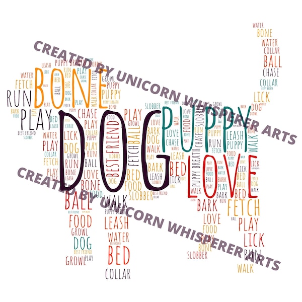 Dog word cloud art Wordle Outline Silhouette Cricut Women's Men's SVG Digital download Print file Printable