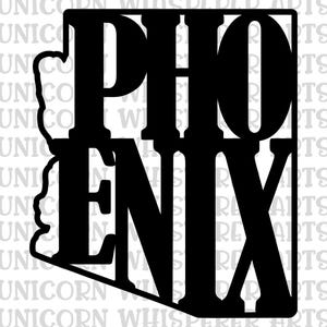 Phoenix Arizona staat overzicht grens woordkunst SVG gesneden bestand silhouet Cricut Print bestand direct digitale download