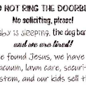 Do not ring the doorbell No Soliciting Sign Go Away Not Welcome Be Quiet Home Sign Printable SVG Cut File Silhouette Cricut Print File
