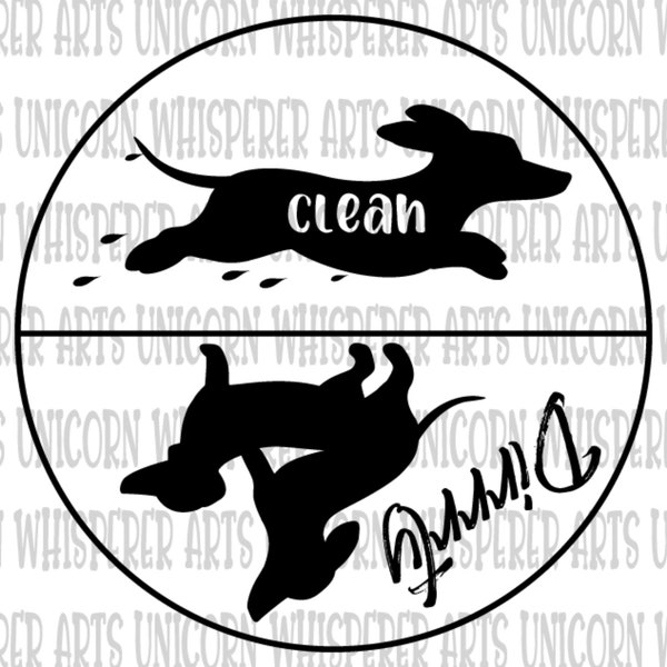 Clean and dirty dachshund dog dishwasher magnet sticker Laser Glowforge SVG Cut File Silhouette Cricut Print File Instant Digital Download