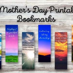 Set of 6 Mother&#39;s Day printable bookmarks, bookmarks for mom, digital bookmarks, kids bookmarks, gifts for her
