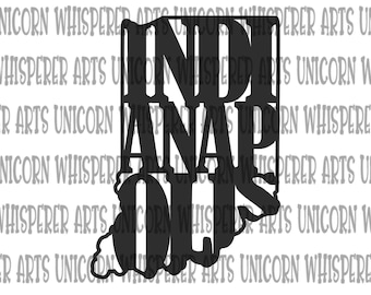 Indianapolis Indiana Wortkunst Zustand Umriss: SVG, Cricut, Silhouette (digitaler Download)