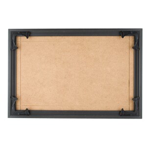 May include: A black picture frame with a brown mat. The frame has a simple design and is ready to display a photo or artwork.