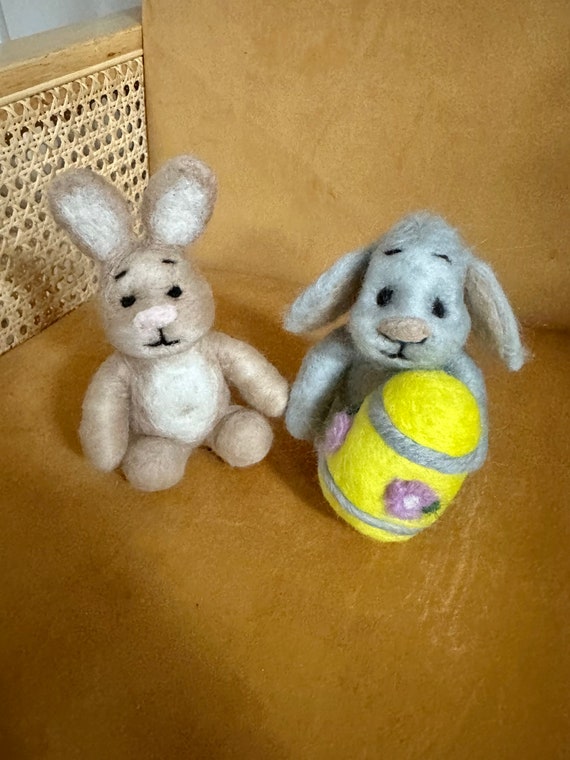 Needle Felted Bunny: Wool Easter Decoration, Floppy Ear Rabbit