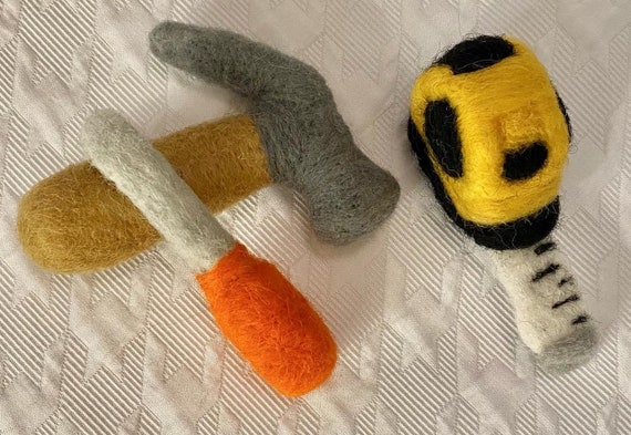 Needle Felted Tool Set: Wool Construction Prop
