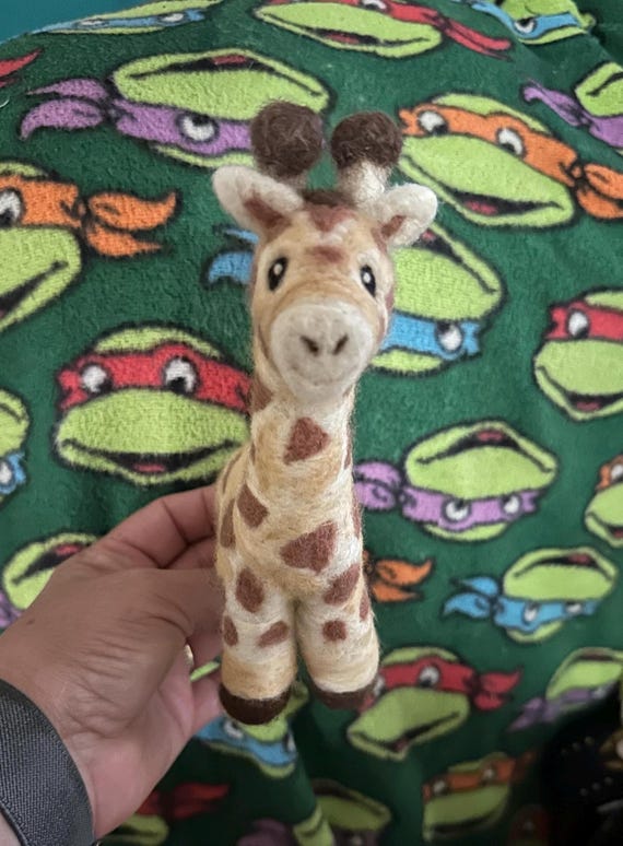Needle Felted Giraffe: Handmade Wool Zoo Animal Decor